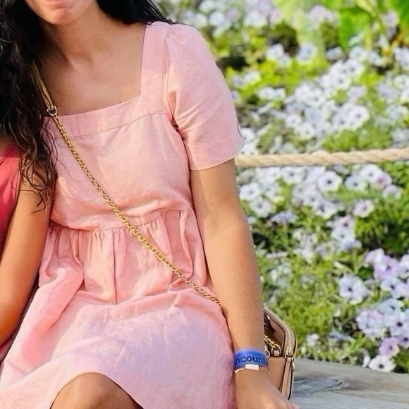 Madewell Squareneck Linen Mini Dress - Picture 2 of 5